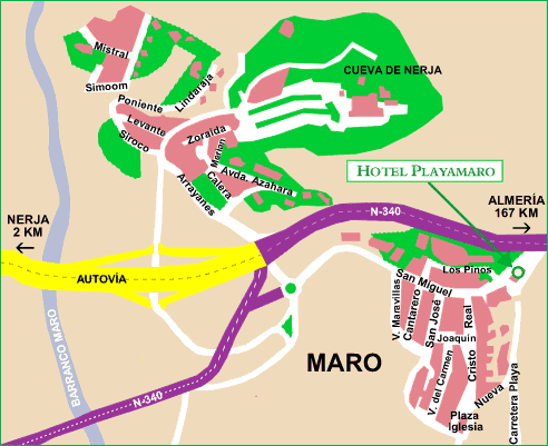 mapa de Hotel Playamaro