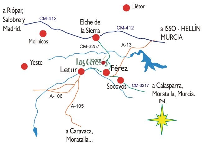 mapa de Casas Rurales Los Cerezos