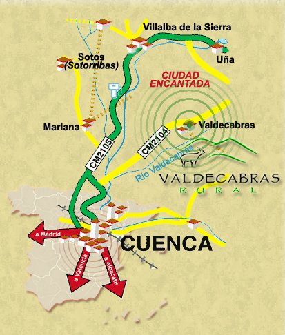 mapa de Alojamientos Rurales Ciudad Encantada