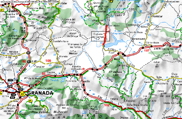 mapa de Alojamientos Cuevasdelsur