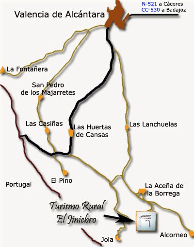mapa de Casas Rurales El Jiniebro