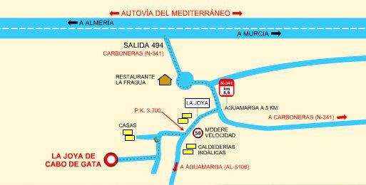 mapa de La Joya De Cabo De Gata. Charos Houses